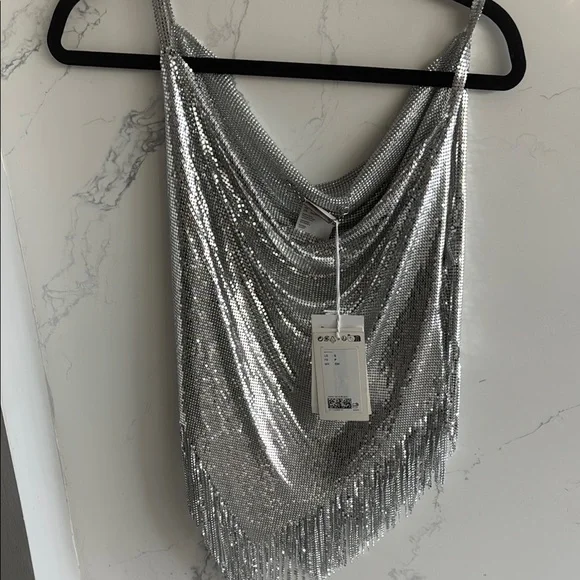 Rabanne H&M Metal-Mesh Top with Fringe - Picture 1 of 7